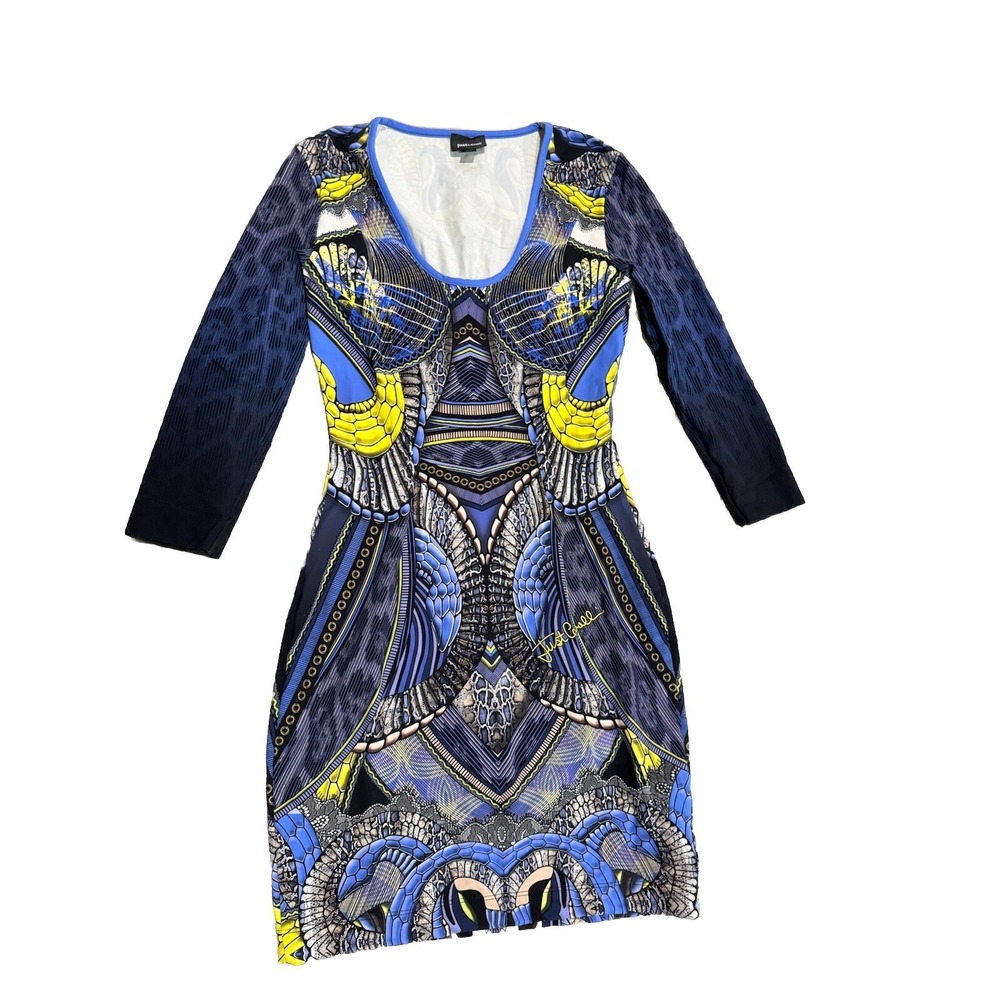 Just Cavalli Graphic Womens Stretch Bodycon Signed Dress Multicolor Size 40